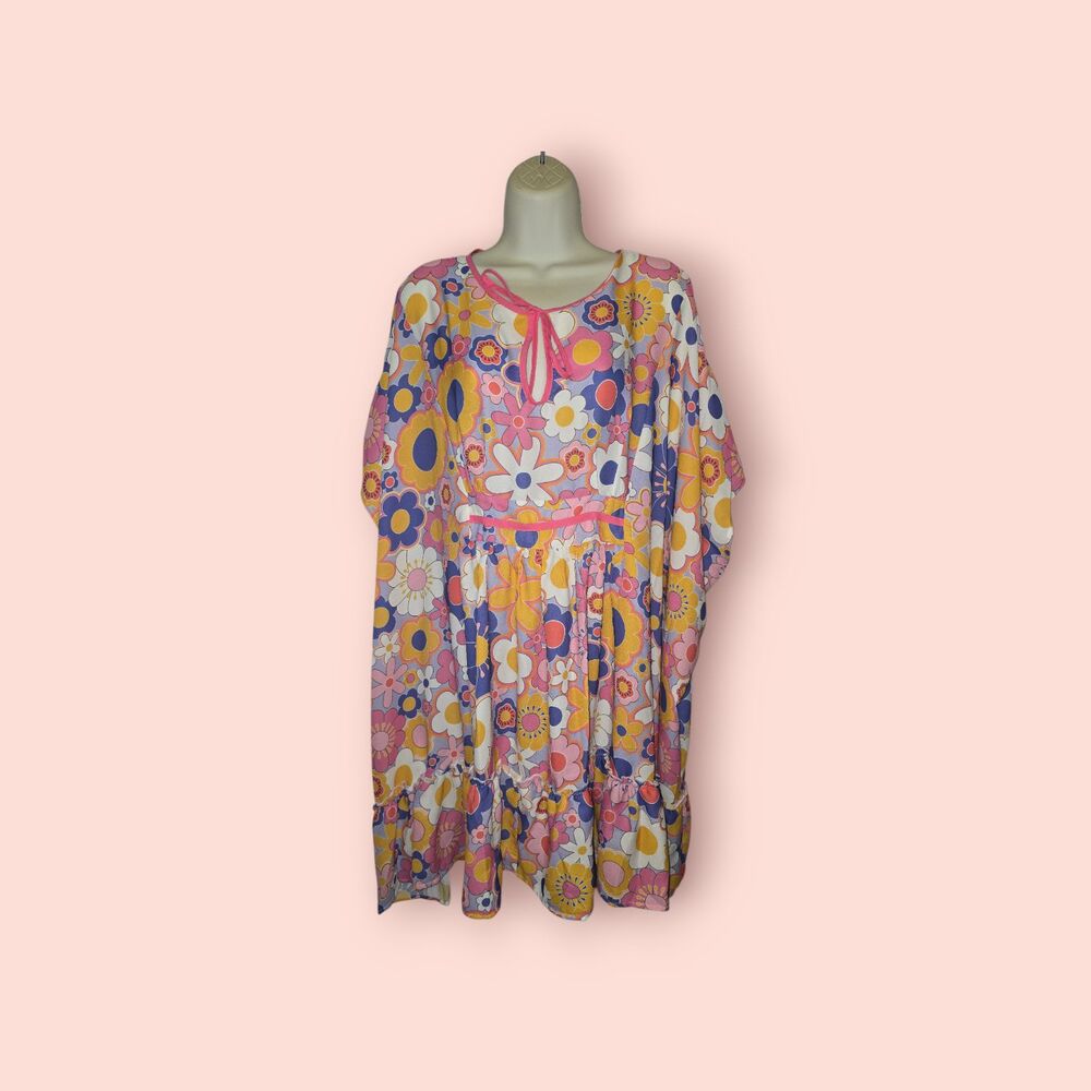 Smak Parlour In a Groovy Mood Kaftan Dress Retro Style 70s Boho Flowy Women O/S